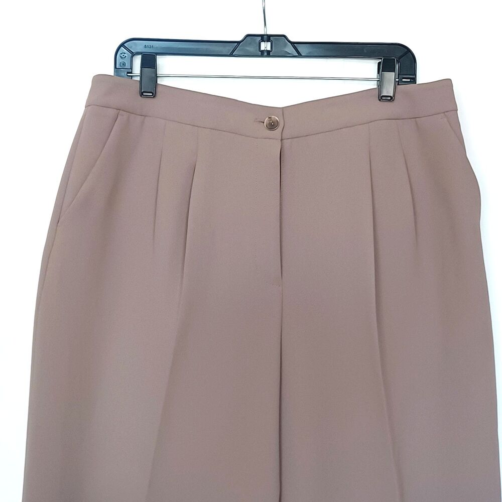 Jones New York Women’s 14 Taupe Pleated Straight‑Leg Dress Pants Pockets